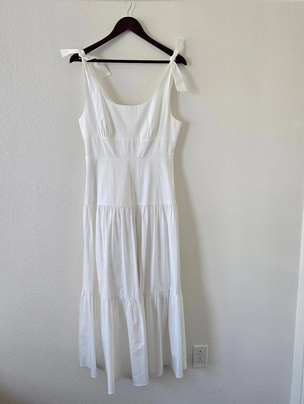 Kate Spade Newport Cotton Poplin Tiered Maxi Dress White Size 8 Fairy Coquette